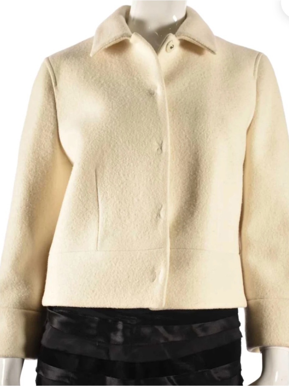 Club Monaco Cream Wool Button-Front Pea Coat